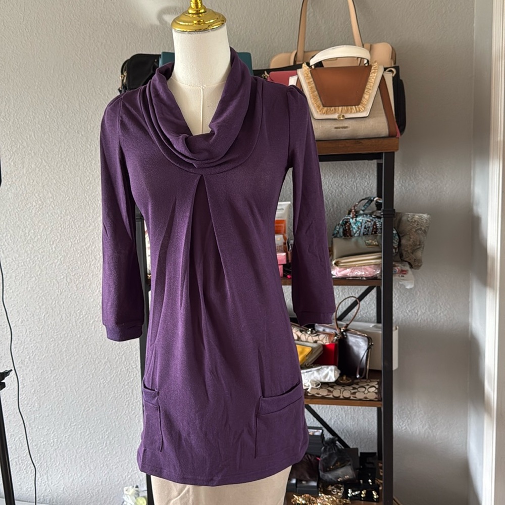 MEYOU MEYOU Tunic Cowl Neck Sweater